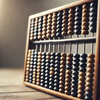 DALL·E 2024-07-31 19.59.59 - A detailed image of an abacus. The scene should focus on the abacus itself, showcasing its rows of beads and rods. The background should be simple and