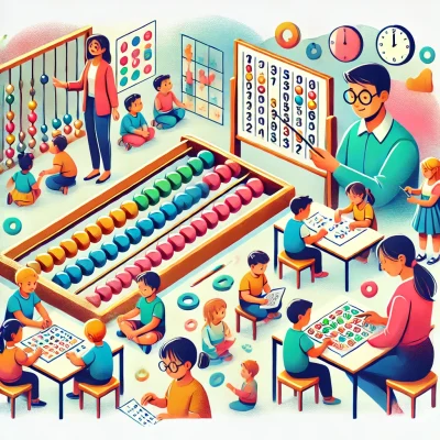 DALL·E 2024-07-31 20.01.30 - An image for a section titled 'Finger Abacus Classes.' The scene should depict children learning to use a finger abacus, which involves using their fi