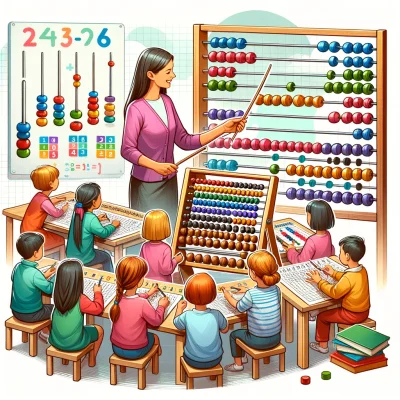 DALL·E 2024-07-31 20.03.15 - An image for a section titled 'Children’s Abacus and Finger Abacus Classes.' The scene should depict children learning to use both a traditional abacu